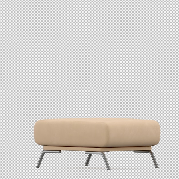 Isometric foot stool chair 3d render