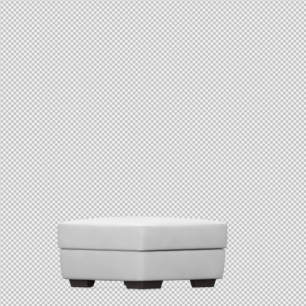 Isometric foot stool chair 3d render