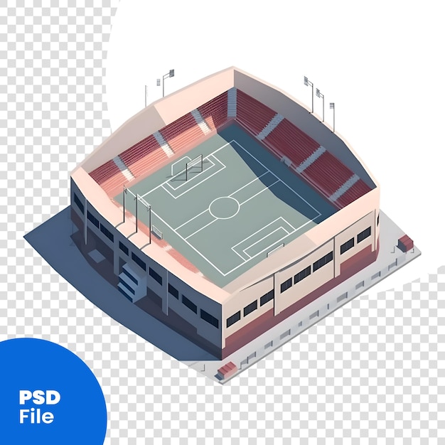 PSD stadio di calcio isometrico illustrazione vettoriale isolata su un modello psd a sfondo bianco