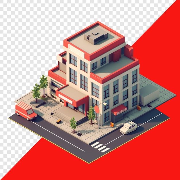 PSD isometric hospital 3d design suitable for health and design elements