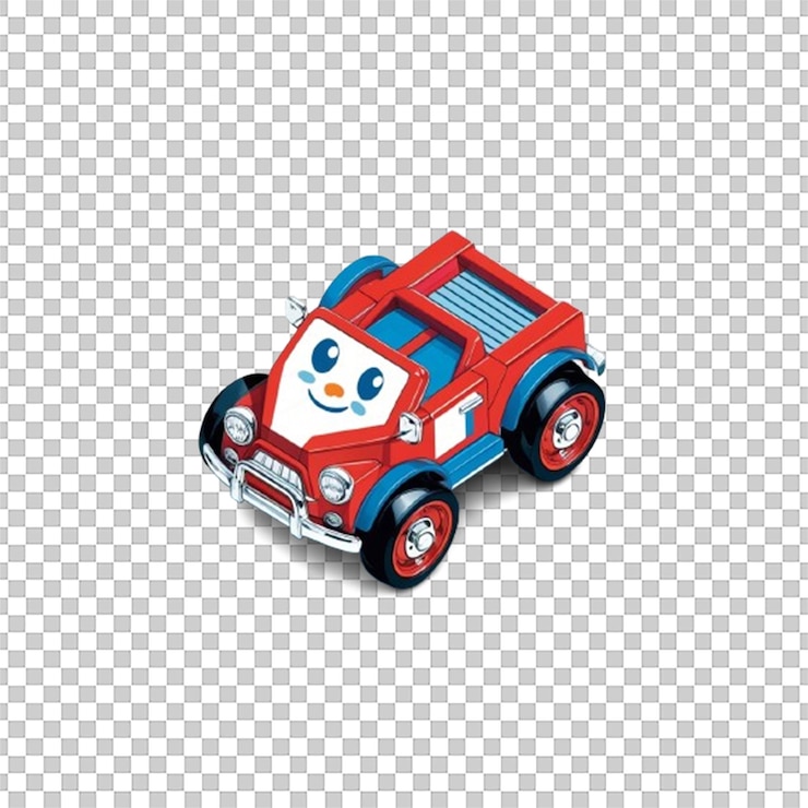 PSD isometric kid vehicle toy rendered in 3d for fun design and playful projects