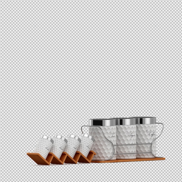 Isometric kitchen accessories 3d render