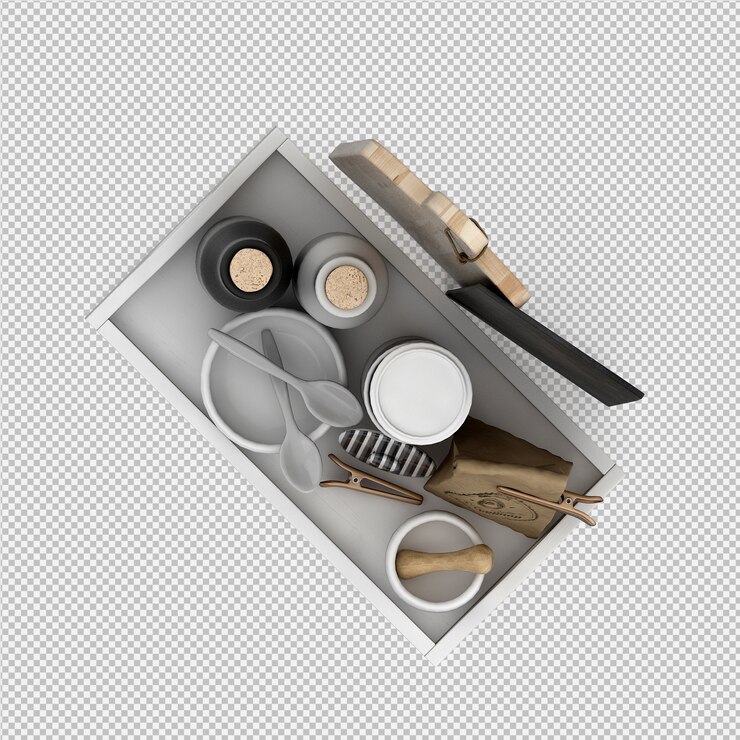 PSD 同度式厨房配件 3d 渲染