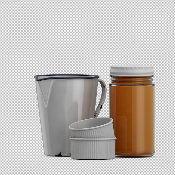 PSD isometric kitchen accessories 3d render