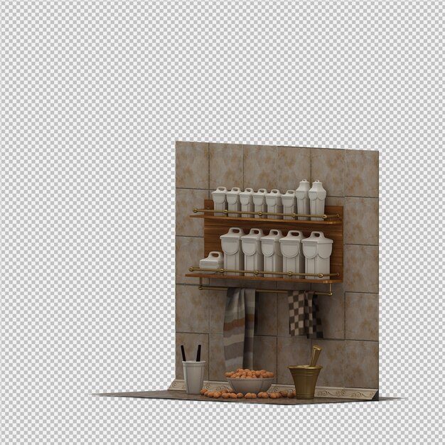 Isometric Kitchen Accessories 3d Render