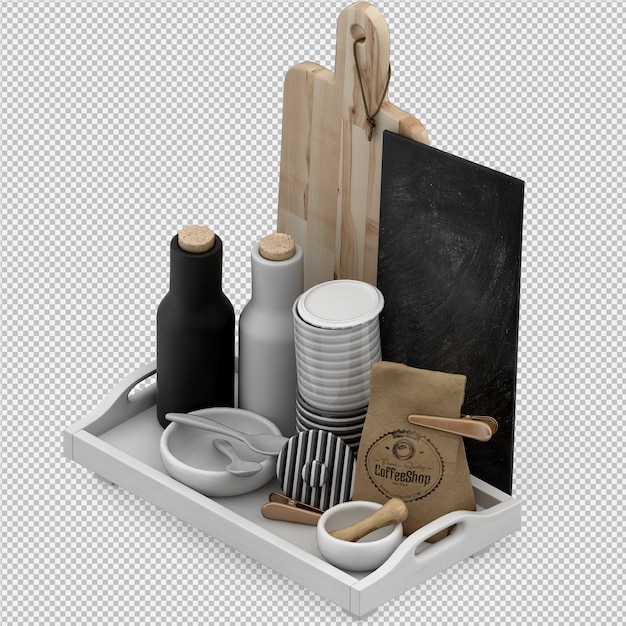 Isometric Kitchen Accessories 3d Render