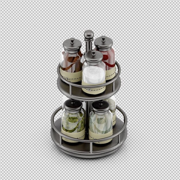 PSD isometric kitchen accessories 3d render