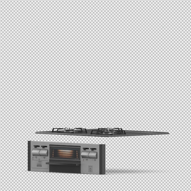 PSD isometric kitchen hob 3d render