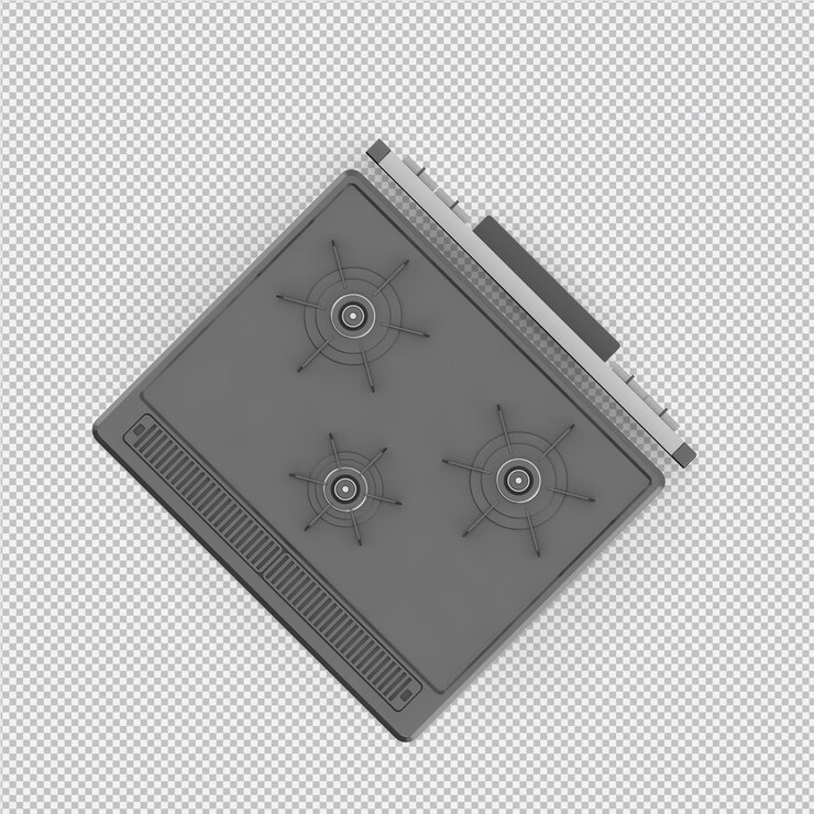 PSD isometric kitchen hob 3d render