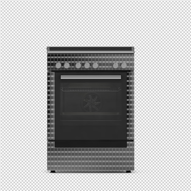 PSD isometric kitchen range 3d render