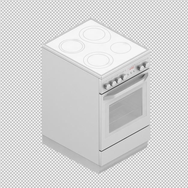 PSD isometric kitchen range 3d render