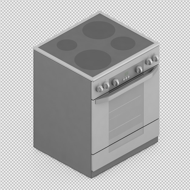 PSD isometric kitchen range 3d render