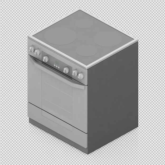 PSD isometric kitchen range 3d render