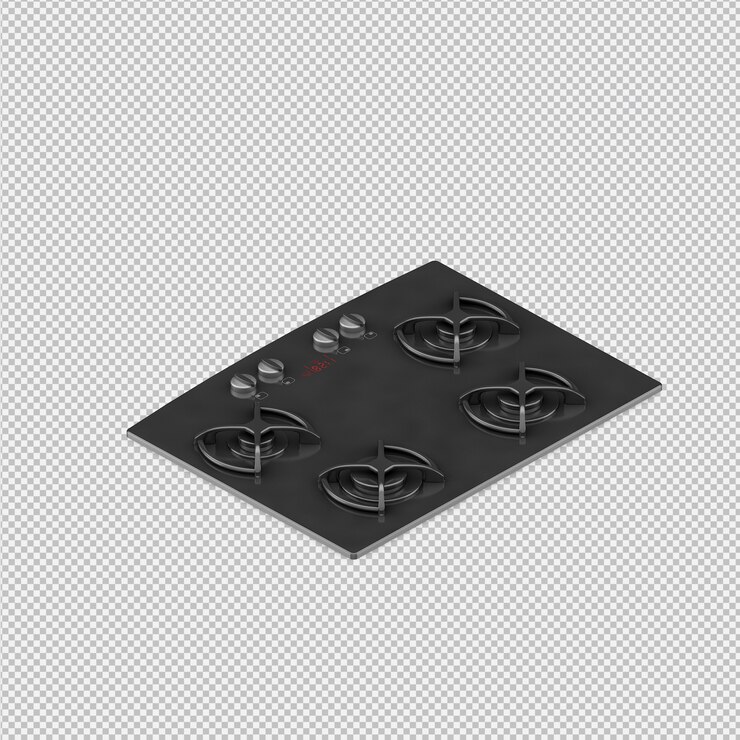 PSD изометрическая кухонная плита 3d визуализации