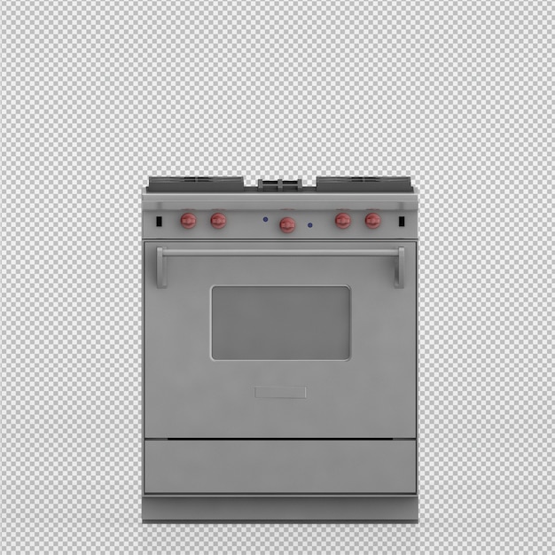 PSD isometric kitchen range 3d render