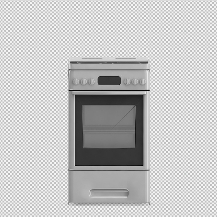 PSD isometric kitchen range 3d render