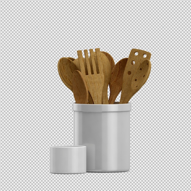 PSD isometric kitchen utensils 3d render