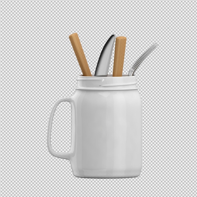 Isometric kitchen utensils 3d render