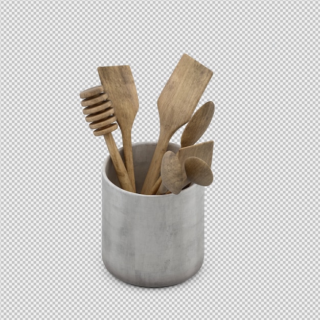 Isometric Kitchen utensils 3D render