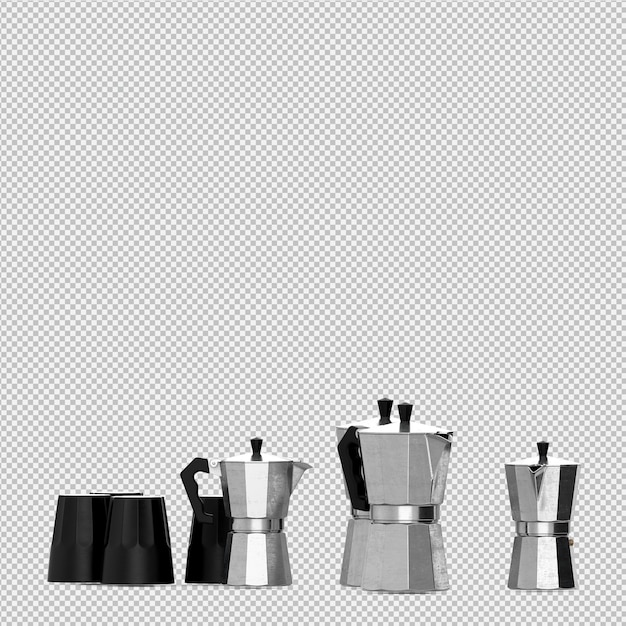 Isometric kitchen utensils 3d render