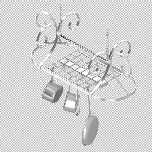 isometric kitchen utensils 3d render