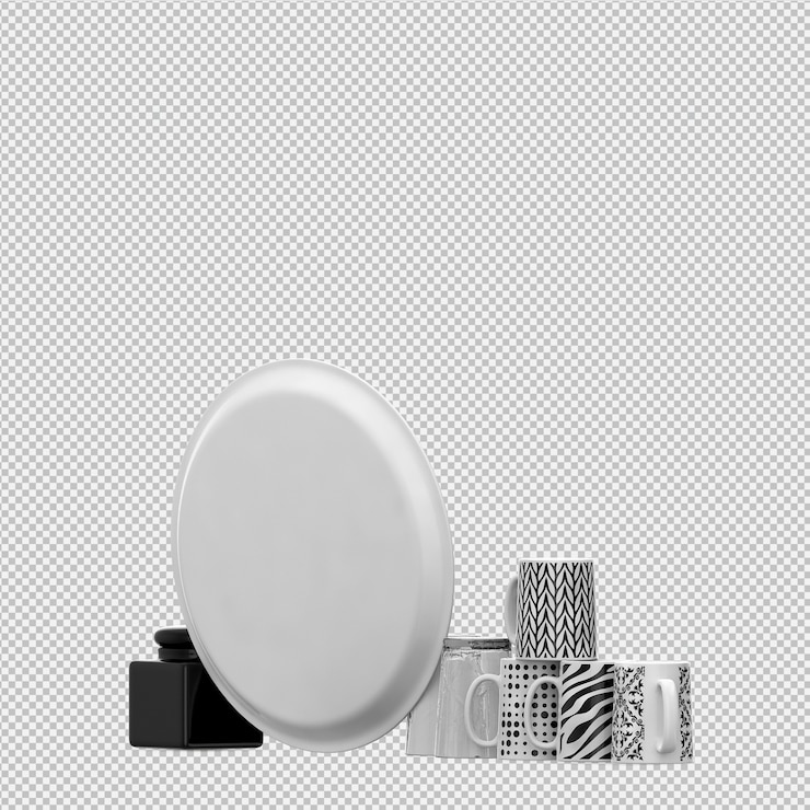 PSD 아이소 메트릭 주방 용품 3d 렌더링