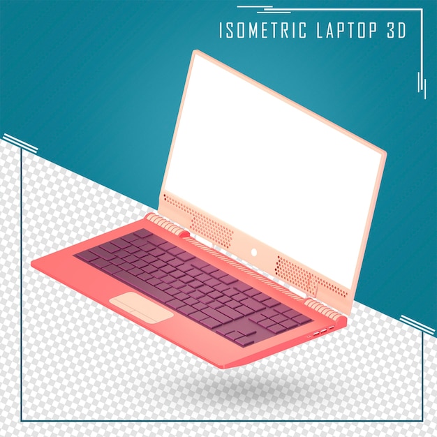 Isometric laptop computer illustration icon