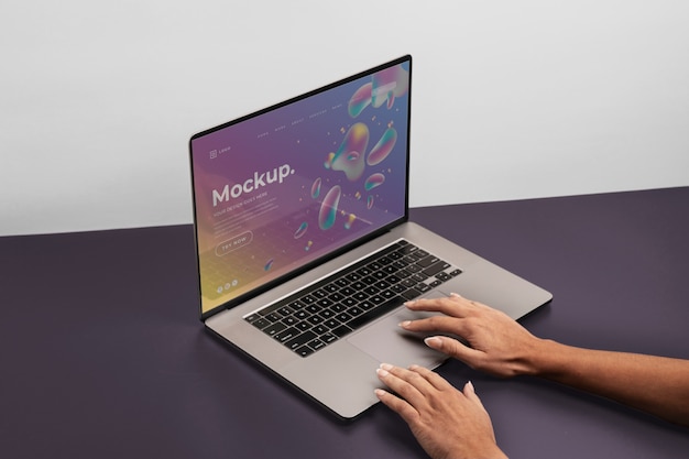 Isometric laptop mockup