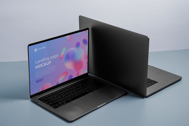 PSD isometric laptop mockup