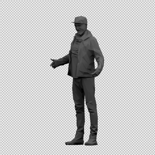 PSD isometric male 3d render