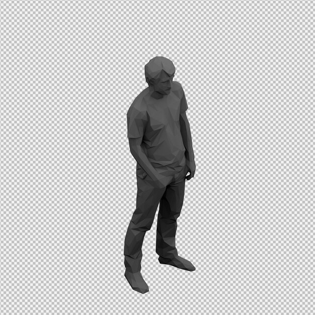 PSD isometric male 3d render