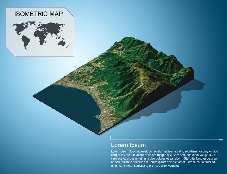 PSD isometric 地圖 虛擬地形 3d 資訊圖表
