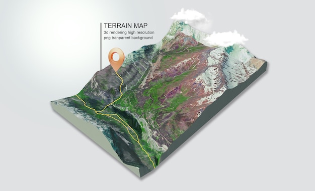 Isometric map virtual terrain for infographic terrain rendering high resolution