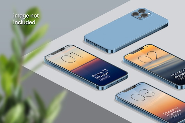 Mockup di schermo del telefono cellulare isometrico