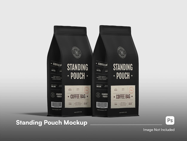 Isometric modern standing pouch mockup 3d isolated coffee packaging