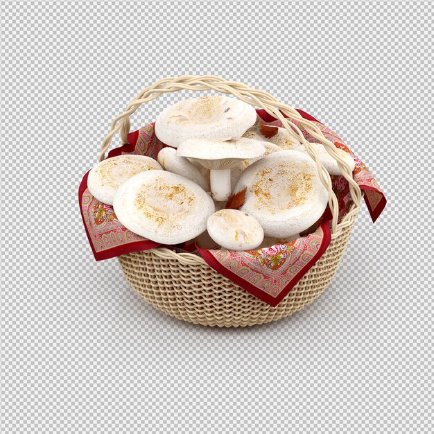 PSD isometric mushrooms in a basket