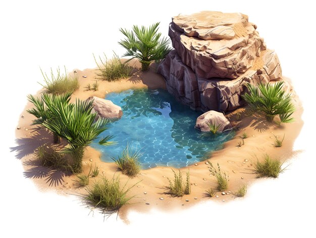 PSD isometric oasis cutout