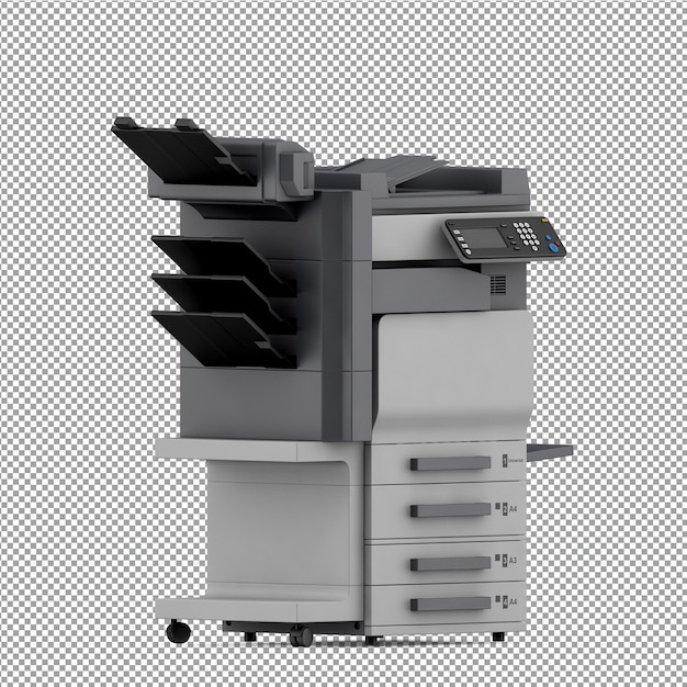 Isometric office equipment 3d render