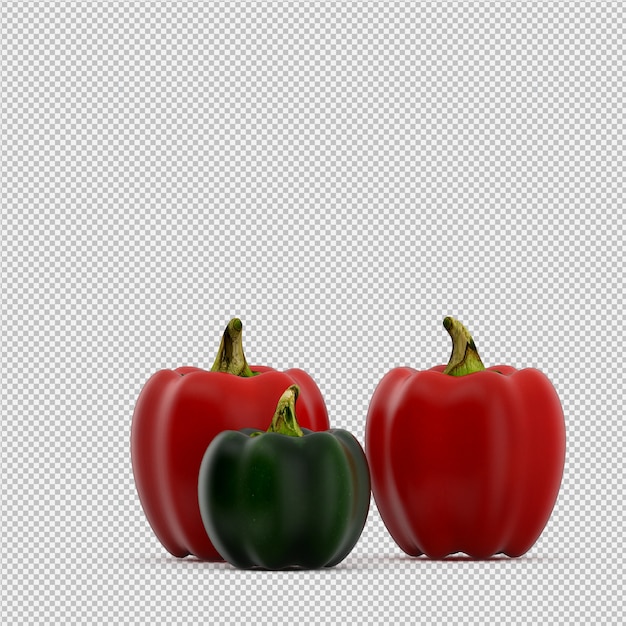 Isometric peppers 3d render