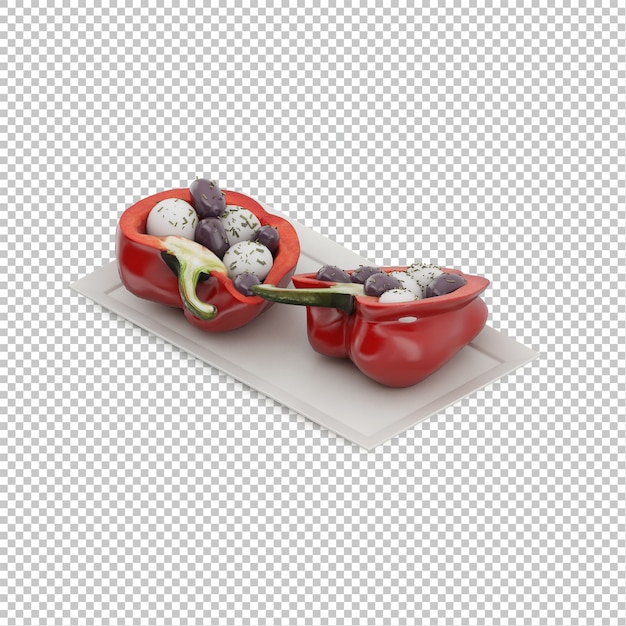 PSD isometric peppers with olives