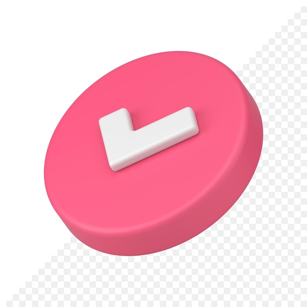 Isometric pink circle done checkmark 3d icon realistic template
