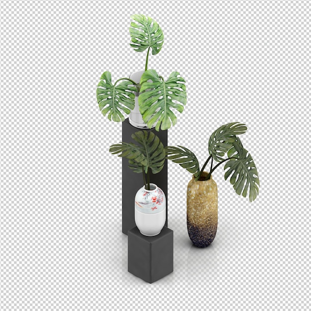 PSD isometric plant 3d rendering