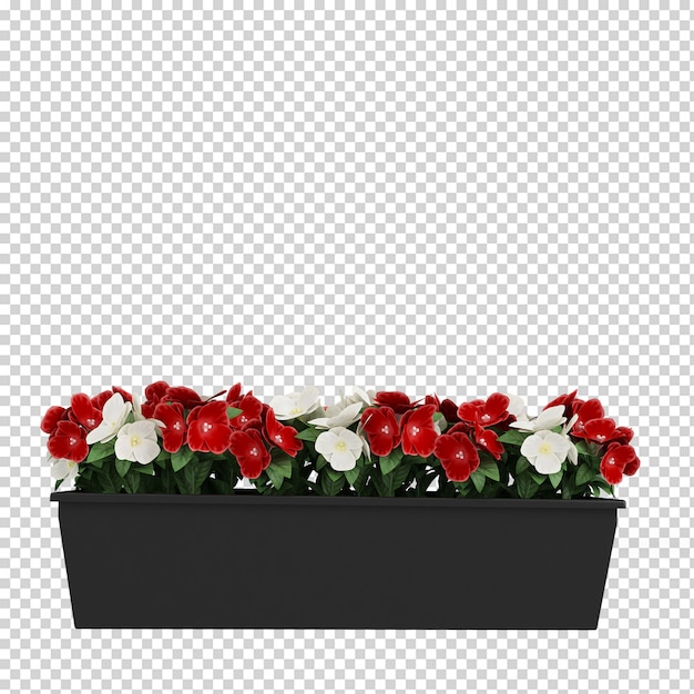 Isometric plant in pot 3d rendering
