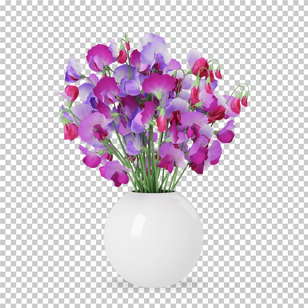 Isometric plant in pot 3d rendering