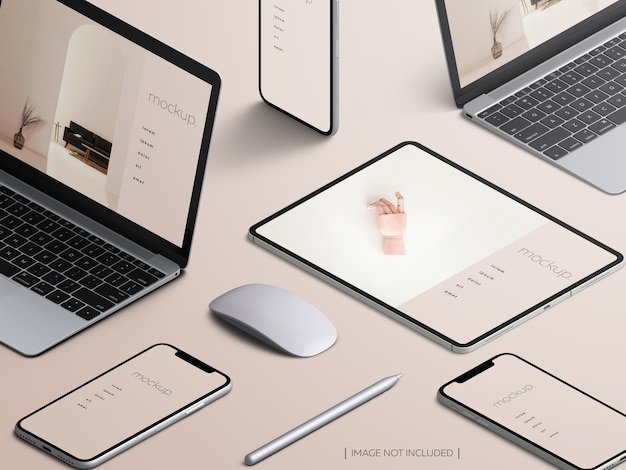 Isometric responsive devices screen mockup