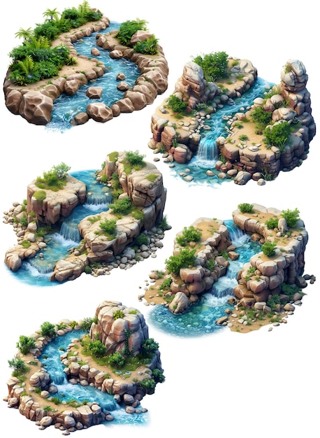 Isometric river art cutout