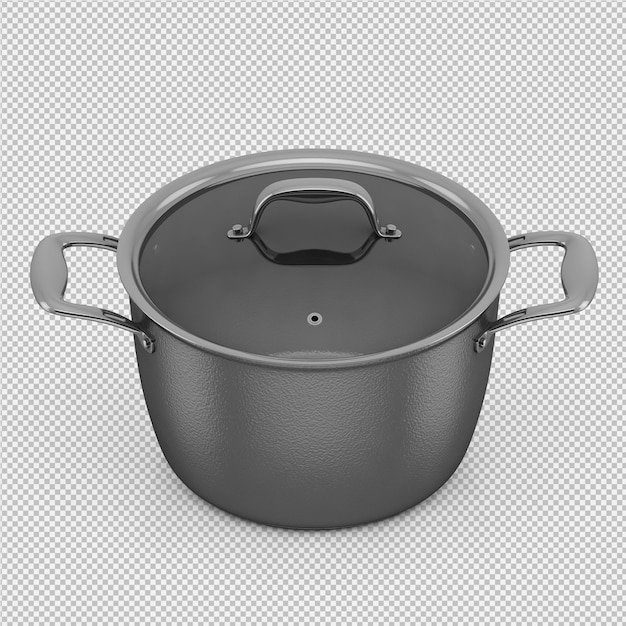 Isometric saucepan 3D isolated render