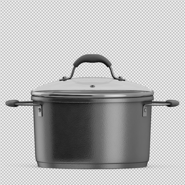 Isometric saucepan 3d isolated render