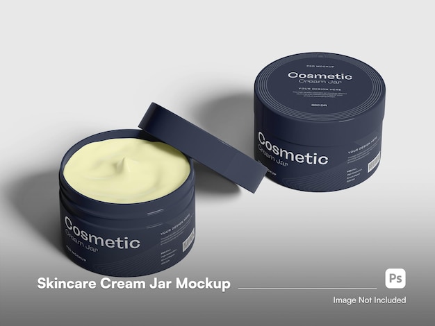 Isometric simple cosmetic jar mockup 3d isolated skincare packaging