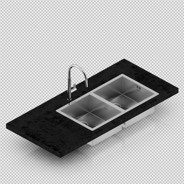 PSD isometric sink 3d render